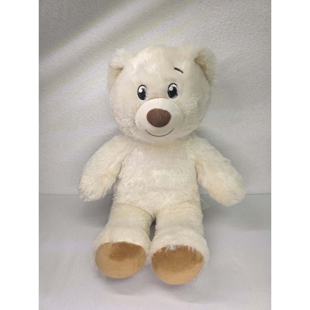 Build A Bear Off White Teddy Bear 16” Inch Tan Feet Brown Nose No Certificate